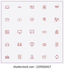 icon set about computer with keywords electronic mail, computer monitor and laptop touch pad