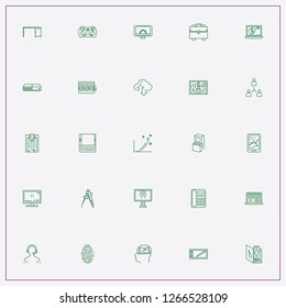 icon set about computer with keywords video monitor, office table and finger print