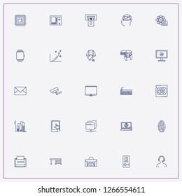 icon set about computer with keywords worldwide news, worker helmet and mail