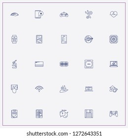 icon set about computer with keywords central processing unit, game joystick and computer tools