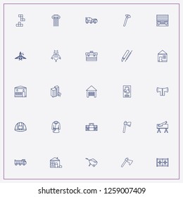 icon set about construction with keywords house, coat and hatchet