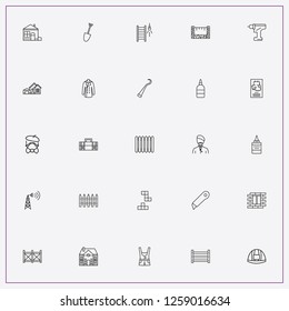 icon set about construction with keywords electrical screwdriver, radar tower and hook