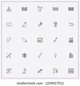 icon set about construction with keywords voltage, factory and game bricks
