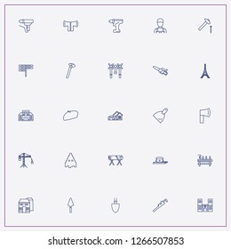 icon set about construction with keywords electric saw, putty knife and drill
