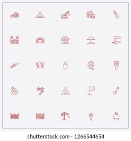 icon set about construction with keywords drawing board, music center columns and crane hook