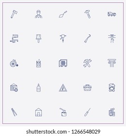 icon set about construction with keywords trowel, concrete mixer and house