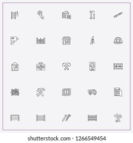 icon set about construction with keywords building level, construction nail and tools