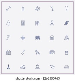 icon set about construction with keywords glue, timbers and shovel