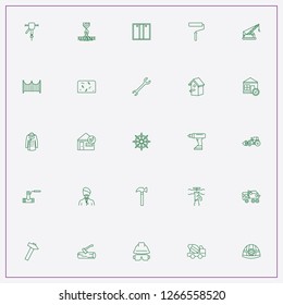 icon set about construction with keywords water leakage in pipe, timber and jackhammer