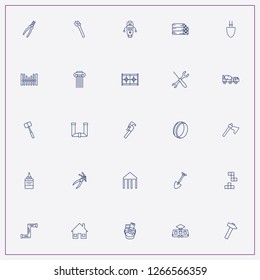 icon set about construction with keywords pipe, wrench and hatchet