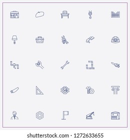 icon set about construction with keywords house, saw and female screw