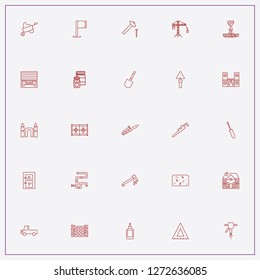 icon set about construction with keywords music center columns, crane hook and geometric toy