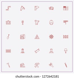 icon set about construction with keywords crane hook, hammer and truck toy