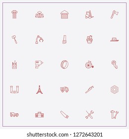 icon set about construction with keywords garage, tools box and eletric train