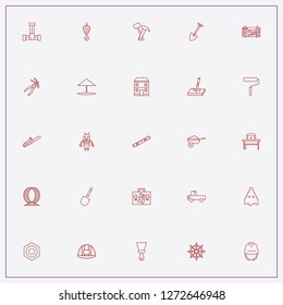 icon set about construction with keywords worker helmet, robot and crane hook