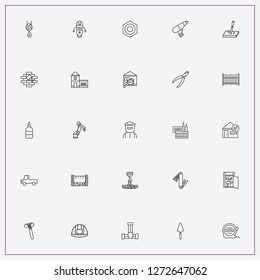 icon set about construction with keywords welder, crane hook and allen keys