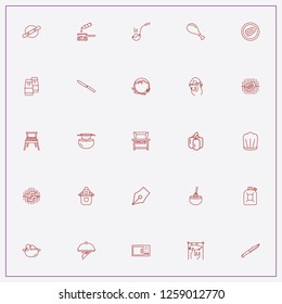 icon set about cooking with keywords soup ladle, meat on barbecue and barbecue chicken wings