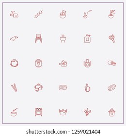 icon set about cooking with keywords add salt to bowl, cauldron and meat piece
