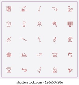 icon set about cooking with keywords kitchen scales, frying pan and multi cooker