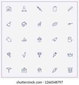 icon set about cooking with keywords strawberry cake, fish in cauldron and sausage