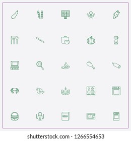 icon set about cooking with keywords ook, knife and microwave