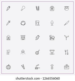 icon set about cooking with keywords onion, barbecue and food processor