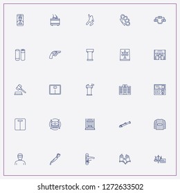 icon set about criminal with keywords judge hammer, money circulation and justice