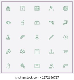 icon set about criminal with keywords gun shooting, thief and money case