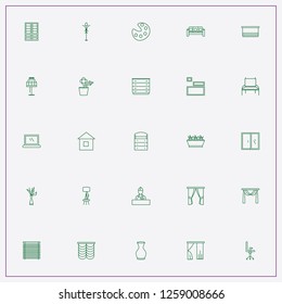 icon set about decor with keywords sofa, blinds and chair