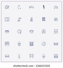 icon set about decor with keywords stool, bed and blinds