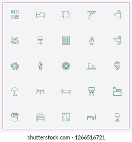 icon set about decor with keywords candle, piece of furniture shelves and plant in pot