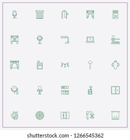 icon set about decor with keywords christmas garlands, office chair and table mirror
