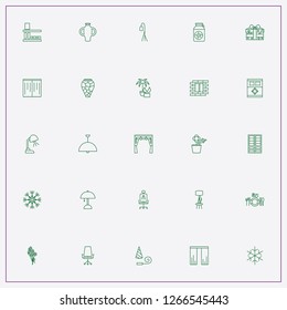 icon set about decor with keywords chandelier, curtain and bed