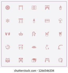 icon set about decor with keywords gift, table night lamp and crockery