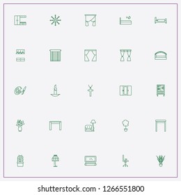 icon set about decor with keywords lamp, curtains and candle