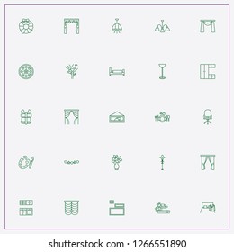 icon set about decor with keywords office chair, snowflakes and chandelier