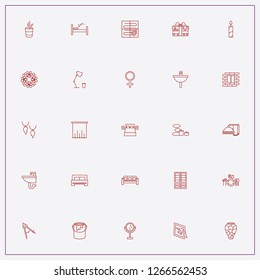 icon set about decor with keywords wall lamp, heart pendant and bedroom