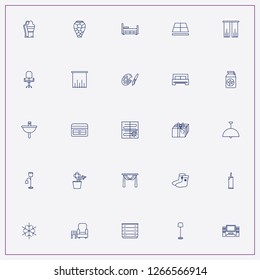 icon set about decor with keywords furniture chair, curtains and warm floor