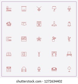 icon set about decor with keywords curtains, book shelve and kitchen aspirator