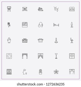 icon set about decor with keywords cinema hall doors, floor lamp and curtain