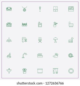 icon set about decor with keywords nightstand, arm chair and camera film roll