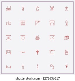 icon set about decor with keywords nightstand, vase and bed