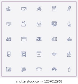 icon set about delivery with keywords parcel loading, sandwich and milk bottle