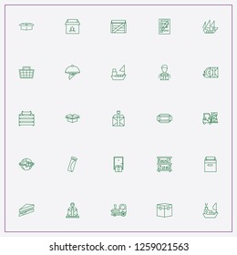 icon set about delivery with keywords urgent parcel, parcel shelving and box and package