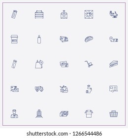 icon set about delivery with keywords train, electronic commerce bag and postman