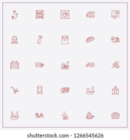 icon set about delivery with keywords mail envelope, mini bus and parcel loading