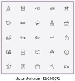 icon set about delivery with keywords electronic commerce bag, parcel loading and train