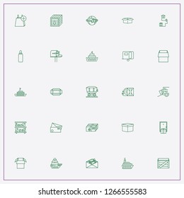 icon set about delivery with keywords envelope, mail box and milk bottle