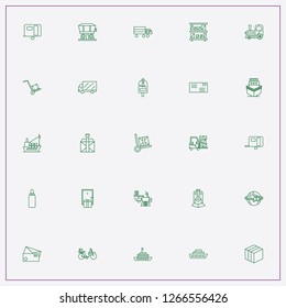 icon set about delivery with keywords commercial vehicle, car of locomotive and parcel trolley