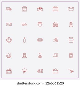 icon set about delivery with keywords parcel tracking, trailer and delivery boy